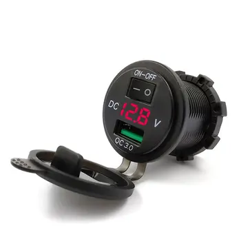 

9V 12V 18W Car Charger Charge Socket QC3.0 USB Port LED Volt Display for Phone Tablet Navigator Fast Charging Adapter