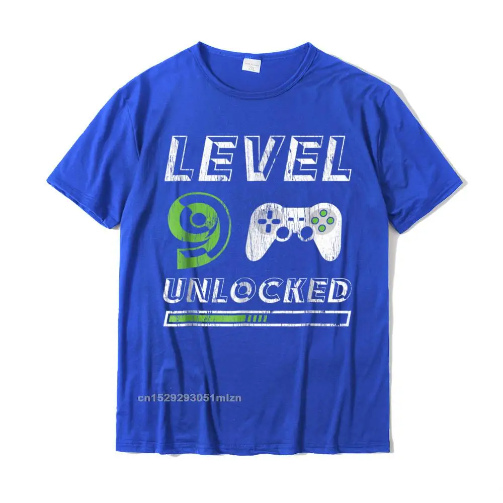 Casual Print Unique Short Sleeve Summer/Autumn Tops Shirt 2021 Discount O-Neck 100% Cotton Fabric Tops Shirt Men T-Shirt Level 9 Unlocked - 9 Year Old Gamer Funny Birthday T-Shirt__3749 blue