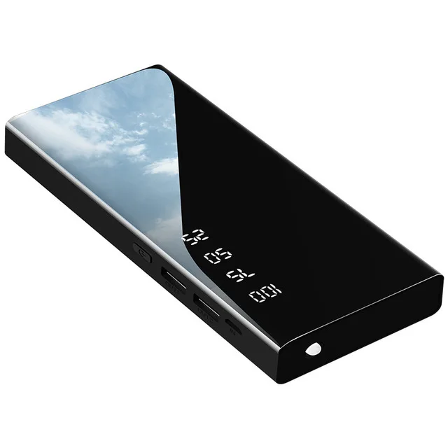 Full Screen Power Bank 30000mAh Powerbank Mobile External Battery Portable Fast Charger Digital Display for All Smartphone - Цвет: Black 10000mAh