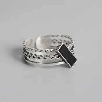 

Retro Vintage 925 Sterling Silver Rings Open Double Layer Rings Handmade Lady Prevent Allergy