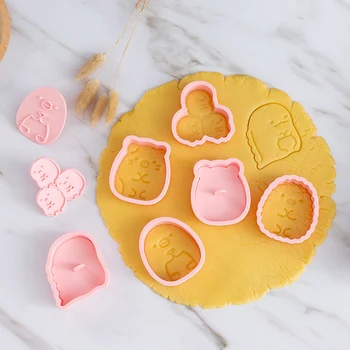 

6Pcs/set Unicorn Shape Cookie Cutters Plastic 3D Cartoon Pressable Biscuit Mold Cookie Stamp Kitchen Baking Pastry Bakeware Tool