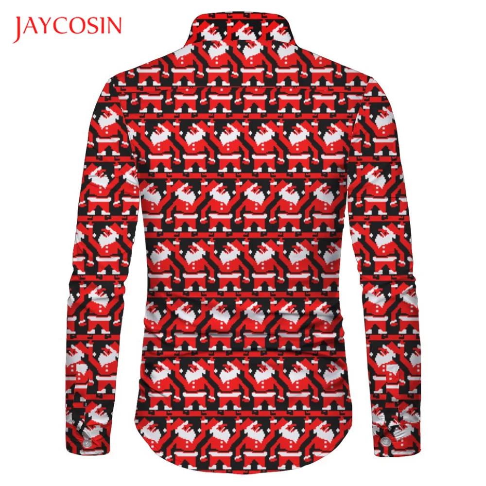 Joycosin, Рождественская Мужская рубашка, Повседневная, модная, Мужская одежда, Санта Клаус, Мультипликация, длинный рукав, мужские топы, тонкие рубашки, вечерние