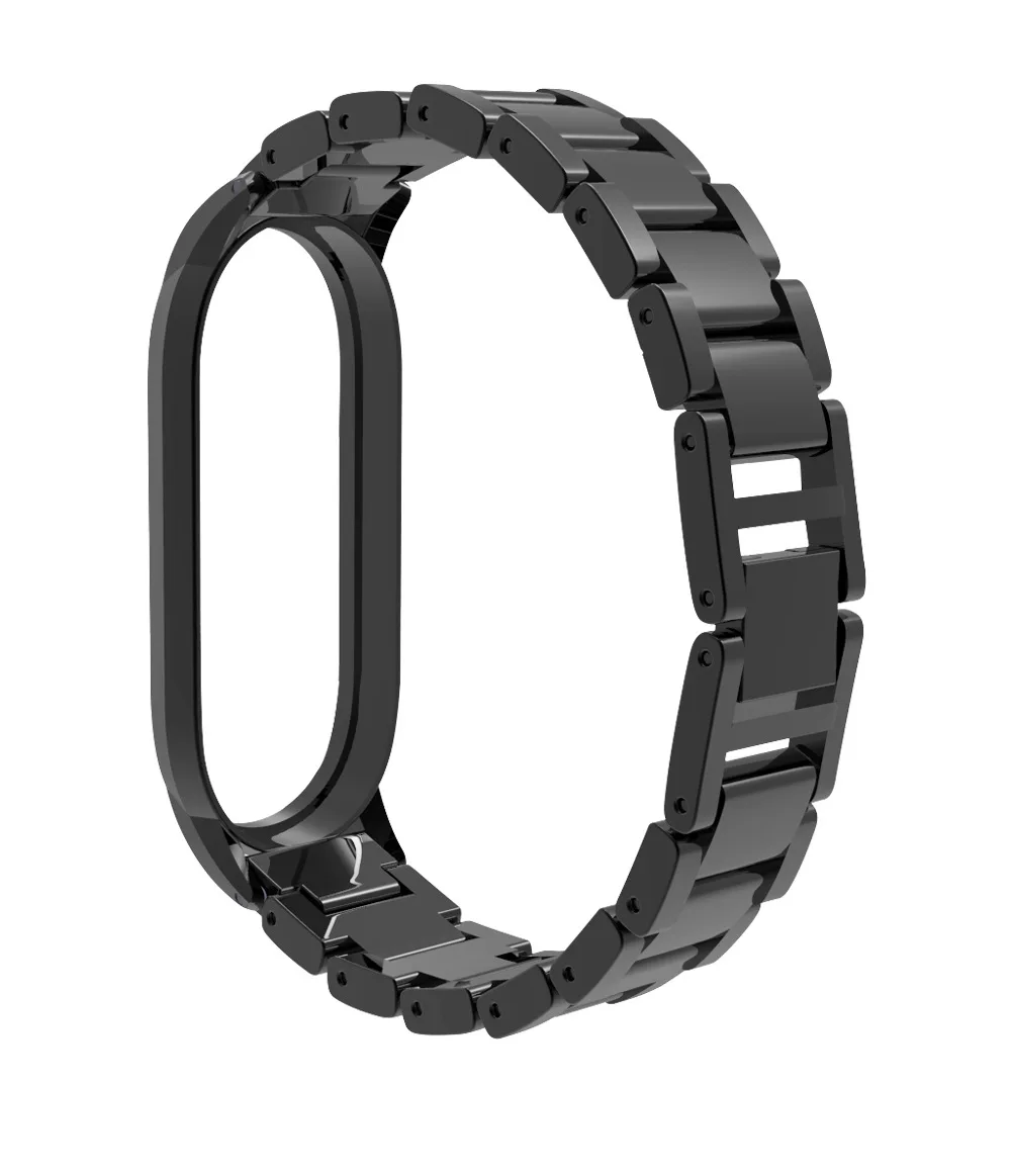 Black Браслет из нержавеющей стали mi Band 4 ремешок умный браслет на запястье для Xiaomi mi Band 4 mi band 3 металлический чехол для Xiaomi mi band 3 Watch - Цвет: Black