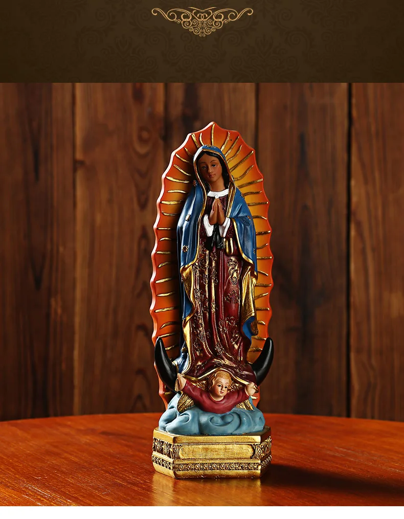 Mexiko Unsere Liebe Frau von Guadalupe Statue Figur Katholische Skulptur Harz Home Office Religiöse Dekoration Ornament Handwerk – Detail 13
