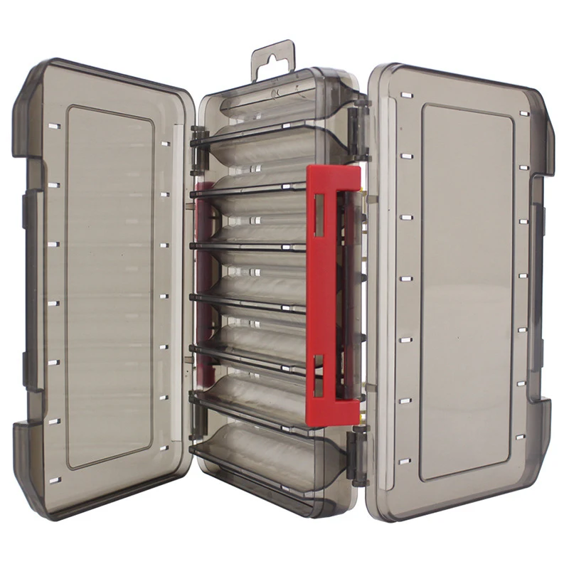 

Double Sided Fishing Tackle Box 12Girds 14 Comparments Fishing Shrimp Lure Storage Cases High Quality Tight Quality Buckle Boxes