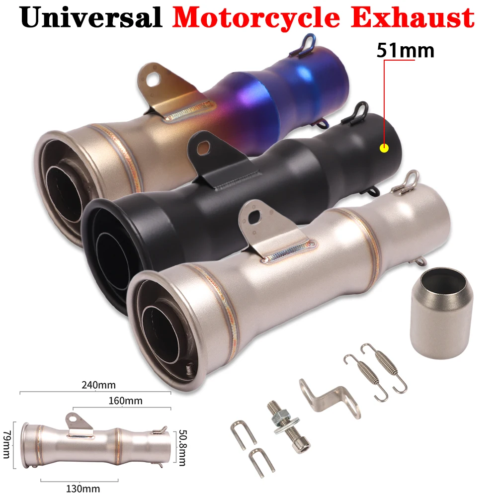 51mm Universal Motorcycle Exhaust Escape Moto Modified Muffler Stainless Steel Link Pipe For Ninja400 Z250 MT10 CBR1000 S1000RR