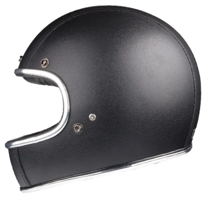 Мото полный шлем rcycle cascos para casco мото r внедорожный шлем безопасности стекловолокно кожа точка сертификации - Цвет: leather black