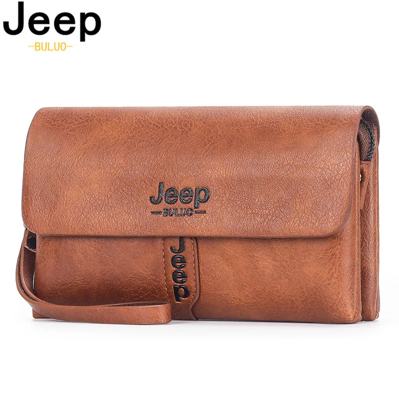 Мужской кошелек-клатч JEEP BULUO коричневый длинный деловой бумажник сумка для карт