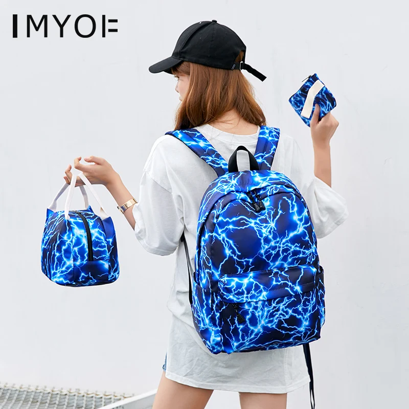 IMYOK школьные сумки 3 шт./компл. для девочек-подростков модная Многофункциональная Сумка водонепроницаемая нейлоновая школьная сумка Детский Школьный Рюкзак