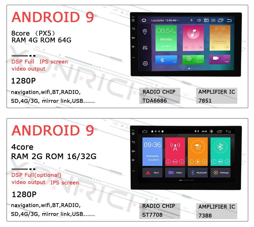 Clearance IPS DSP 4G RAM 64G Qcta Core 2 Din Android 9.0 Car Radio Universal Multimedia NO DVD player GPS NavigationStereo Audio Head unit 3