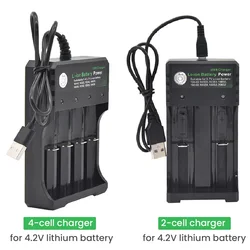 Cargador de batería USB multifunción 2 4 ranuras para 18650 14500 14650 16340 16650 18350 18500 cargador de batería de litio Universal