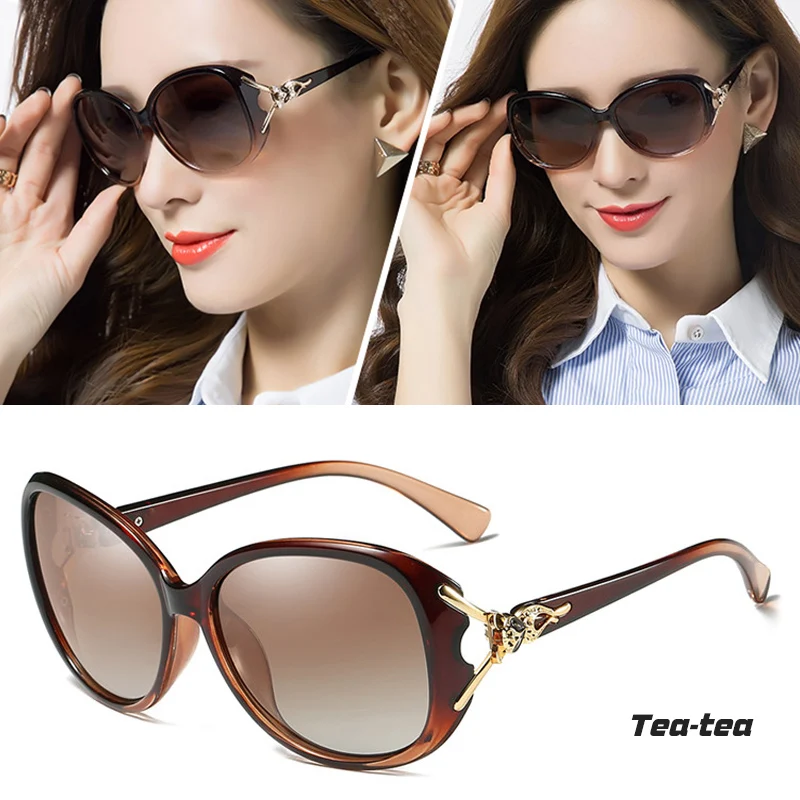 CoolPandas брендовые модные негабаритные Солнцезащитные очки женские поляризационные для женщин походные очки для покупок антибликовые градиентные линзы - Цвет линз: Tea-Tea