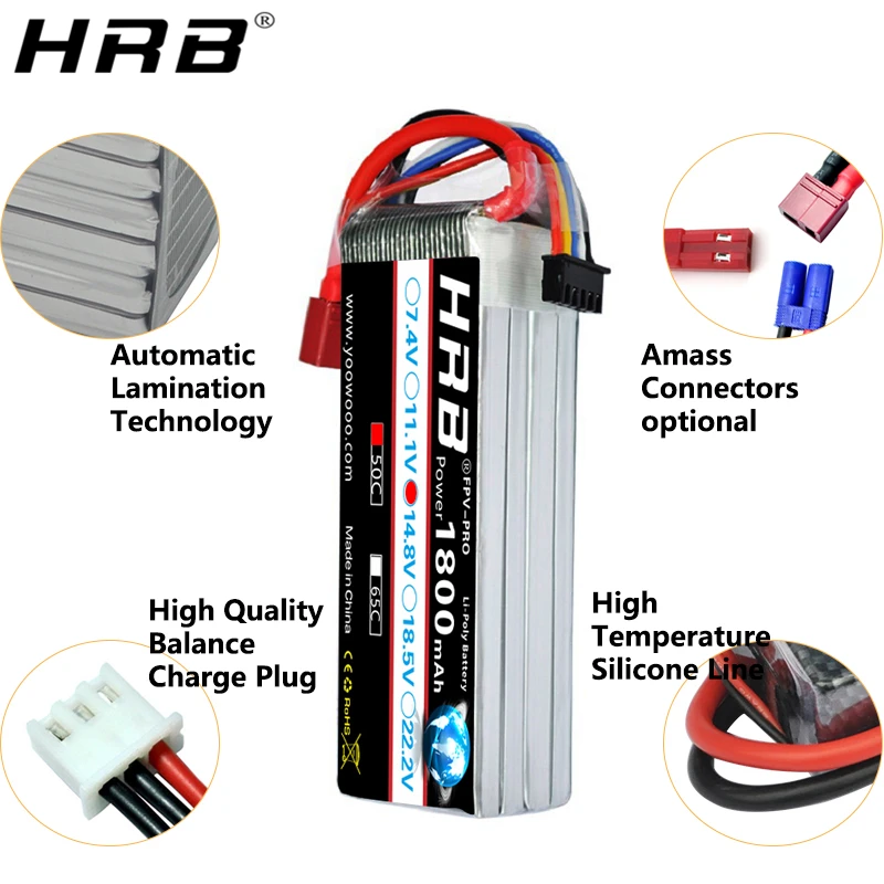 HRB Lipo 4S Батарея 14,8 V 1800 мА/ч, 50C XT60 для рыболовной приманки лодки Багги автомобилей самолет хобби, Радиоуправляемый Запчасти T TRX EC5 XT90 деканов женский