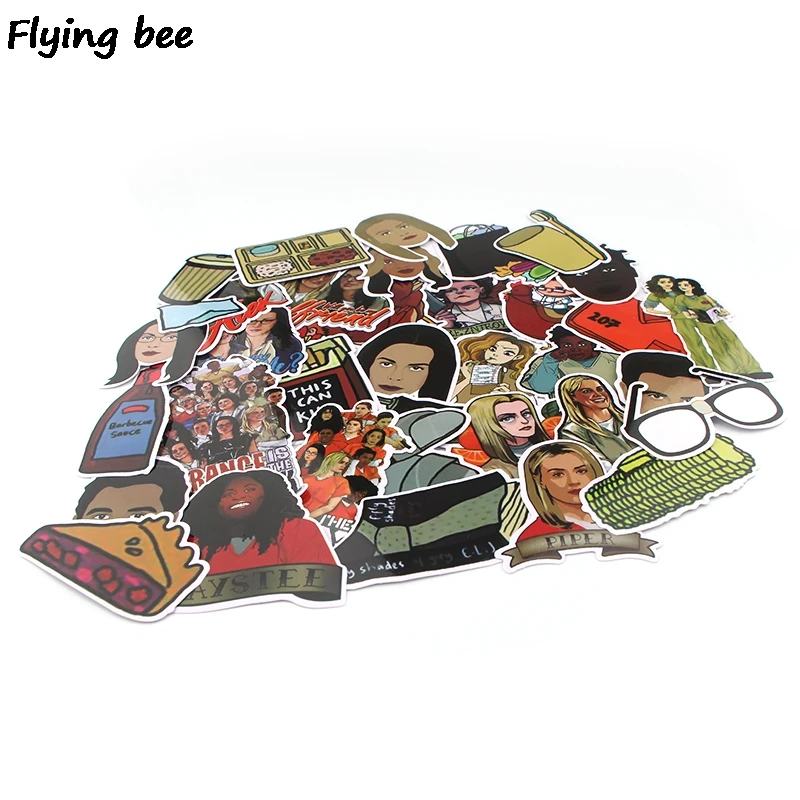 Flyingbee 35 шт. оранжевый Новая черная наклейка модная ПВХ наклейка s для DIY багажа ноутбука скейтборда автомобиля стикер s X0351