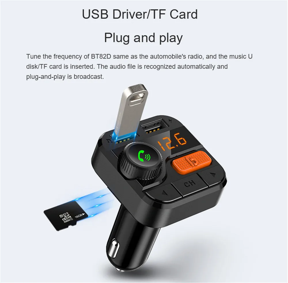 5 в 3.4A Автомобильный MP3-плеер Музыкальный Аудио Bluetooth Hands-free fm-передатчик беспроводной двойной USB автомобильный Aux зарядное устройство передатчик BT82D