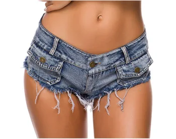 

Sexy Shorts New Arrival 2020 Spring Summer Denim Shorts Female Tassel Night Club Low Waist European Mini Micro Short Femme Blue