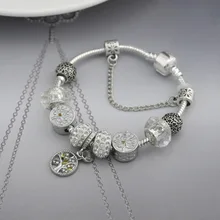 Модные ювелирные изделия браслеты, DIY браслет из сплава с бусинами, белый небольшой свежий семейный дерево кулон браслет из бисера