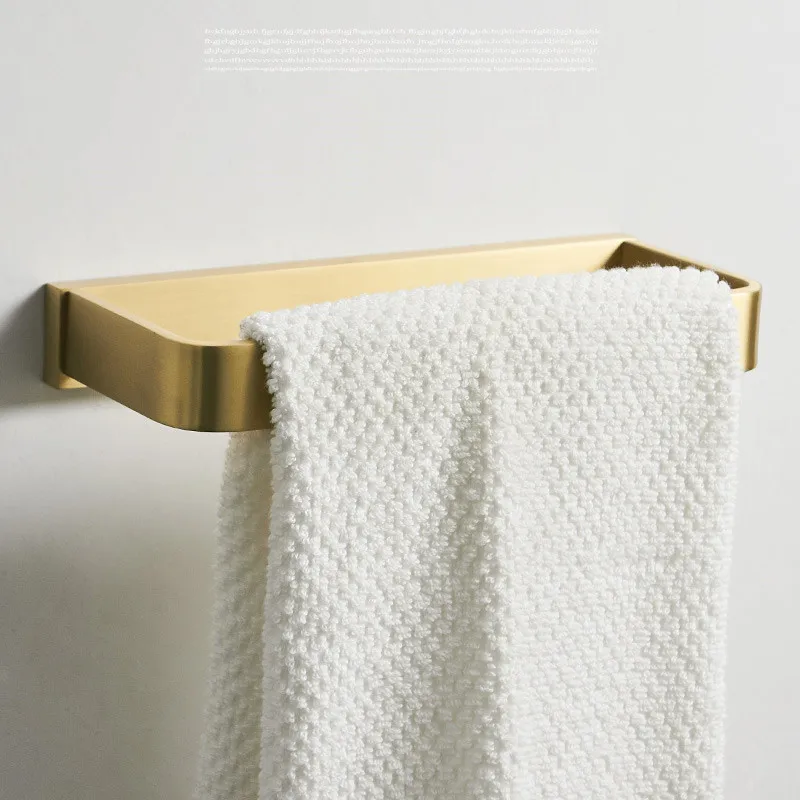Bathroom Polished Brush Gold Towel Ring Wall Mount Square Towel Rack Door Hanger Solid Brass Bathroom Accessories