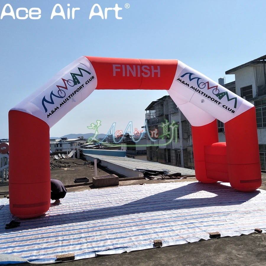 Red and White Inflatable Arch Start Finish Line 4 Legs Free Standing Archway for Advertising inflatable advertising arch