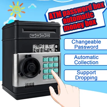 

Electronic Piggy Bank ATM Password Money Box Cash Coins Saving Box ATM Bank Safe Box Automatic Deposit Banknote Christmas Gift 1