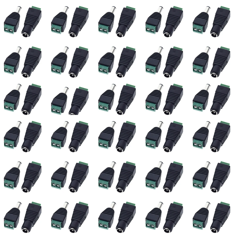 DC Connector Power Jack Plug Adapter 50Pairs 12V 5A Male+Female 2.1 X 5.5MM for CCTV Camera Led Strip | Электроника