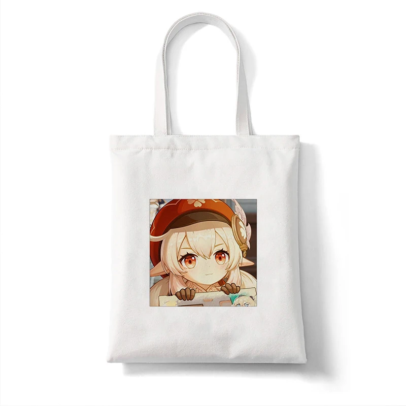Canvas Bag Shopper Bag Genshin Game Kawaii Anime Shopping Bags Handbags Shoulder Bag Casual Handbag Women High Capacity Eco Bag