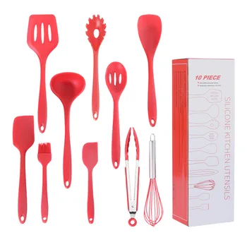 

10-Piece Silicone Non-Stick Cooking Spoon Spatula Spoon Egg Beater Tableware Set Cooking Tools Accessories Kitchen Supplies