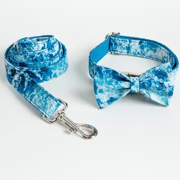 

Dog Collar Bowtie Collars For Puppy Ocean Style Leash Collars For Dogs Pet Collars Dog Collar and Leash Suit Pet Accessories
