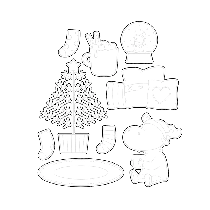 3D New Arrival Metal Cutting Craft Die and Scrapbooking For Paper Card Dog Embossing Frames Merry Christmas With Stamp Set - Цвет: dies