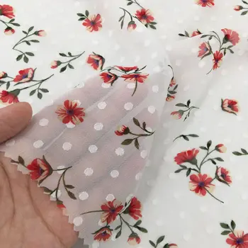 

150cm * 100cm Spring and Summer New Cailco Chiffon Jacquard Printed Women 's and Children 's Clothing Fabric Spot