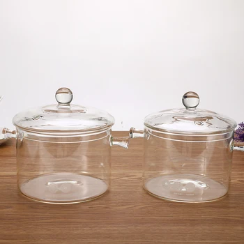 

1.35/1.5L Glass Stew Soup Pot Bowl Stove Cooker Pan for Gas and Induction Cooker Transparent Glass Cooking Explosion-Proof Tools