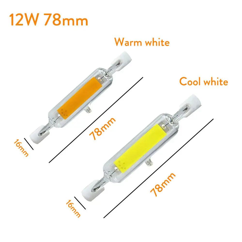 12W J78 78mm 15x R7s светодиодный прожектор 78 мм 118 мм 12 Вт 15 Вт 25 Вт затемнения COB керамическая лампа стеклянная трубка лампа галогенная на замену Bombillas - Испускаемый цвет: 12W J78 78mm