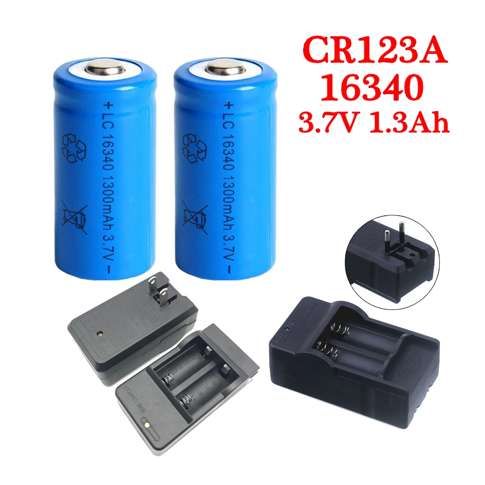 

1300mAh 3.7V Li-ion Rechargeable 16340 Batteries CR123A Battery For LED Flashlight Laser pen For 16340 CR123A Battery Charger