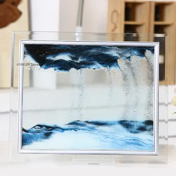 

Quicksand Frame Hourglass Dynamic Liquid Sand Painting Glass Frame 5 inch Blue