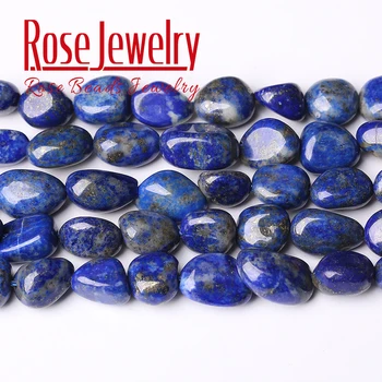 

6-8mm Natural Irregular Lapis Lazuli Stone Beads Gem Round Loose Spacer Beads For Jewelry Making Bracelet Accessories 15 Inches