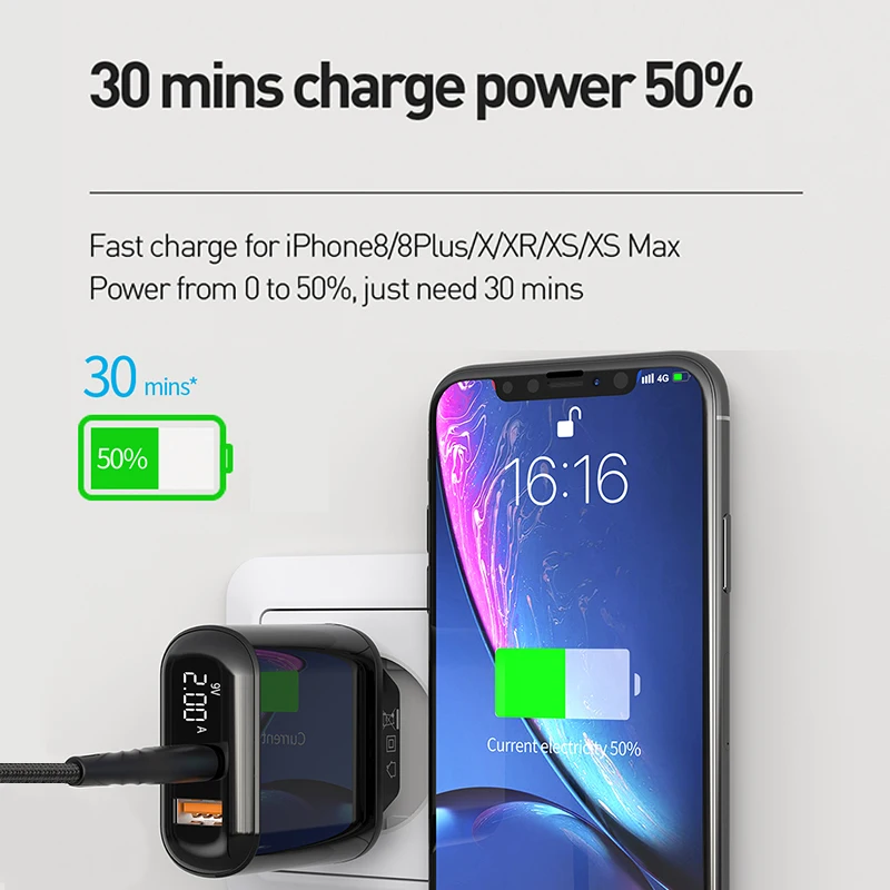 ROCK цифровой дисплей Quick Charge 4,0 3,0 USB зарядное устройство QC3.0 зарядное устройство для iPhone 11 Pro samsung Xiaomi type C PD настенное быстрое зарядное устройство