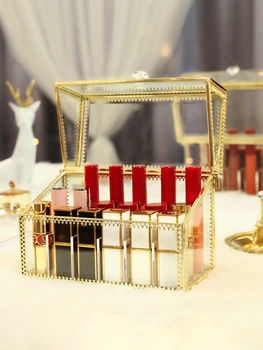 

Dustproof Glass Lipstick Storage Box Makeup Organizer Lip Gloss Holder Cosmetic Storage Rack Desktop Finishing Bathroom Storage