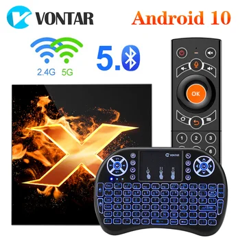 VONTAR-TV Box X1 con Android 10, 4GB, 64GB, wi-fi 2,4 GHz/5 GHz, 6K, asistente de voz de Google, 60fps, BT5.0, Youtube, reproductor multimedia