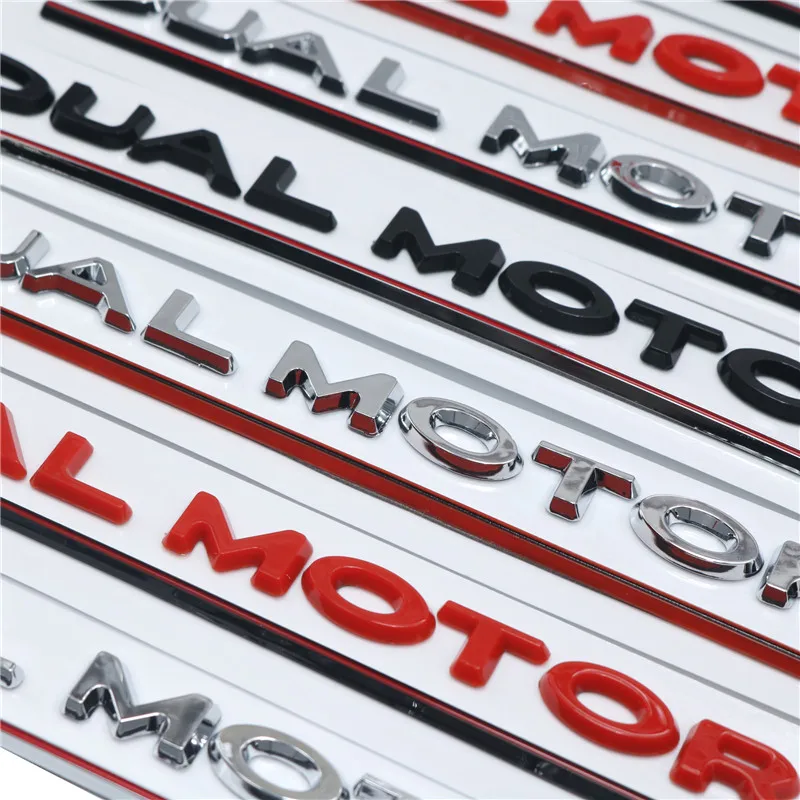 

DUAL MOTOR Underlined Letters Emblem for T esl a Model 3 Car Styling Refitting High Performance Trunk Badge Sticker Chrome Black