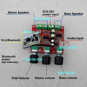 

Bluetooth Lossless Stereo Digital Active HIFI Subwoofer High Power Amplifier Board Professional Audio 2.1Channel 15WX2+30W