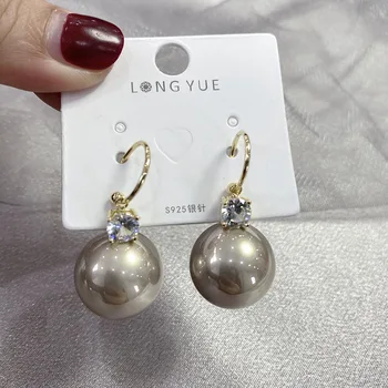 

S925 silver pin pearl earrings ladies long Korean temperament ladies earrings fashion simple wild net red earrings