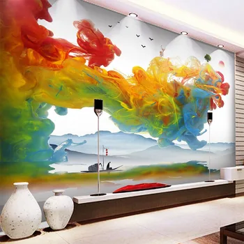 

Custom Mural Wallpaper 3D Ink Watercolor Smoke Creative Fresco Living Room Bedroom Home Decor Background Wall Paper 3 D Tapety