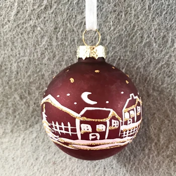 

Christmas Decoration Glass Pendant Gift foreign trade mall store layout ceiling 6.5cm night scene painted ball