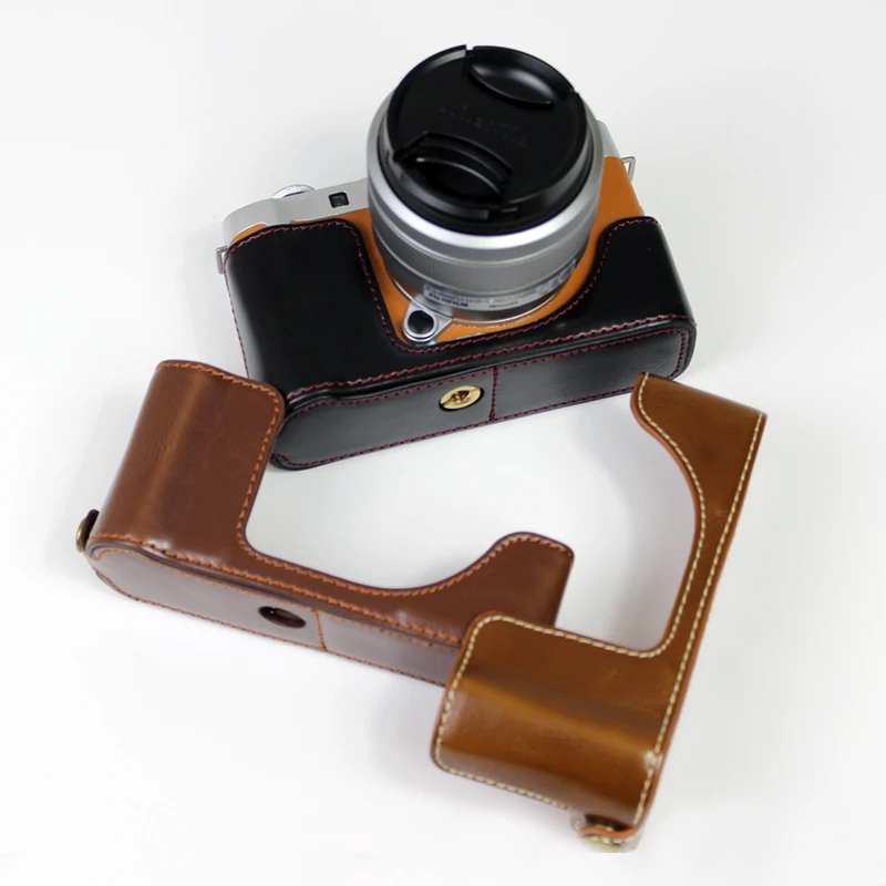 Чехол из искусственной кожи на половину, чехол для камеры Fujifilm X-A7 Fuji XA7 XA-7, защитный корпус с отверстием для батареи