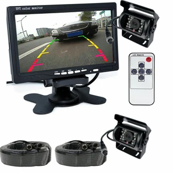 

Car Truck 4-Pin Dual Rear View Parking Camera 7 Monitor Display W/ Night Vision