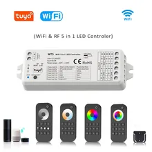 Tuya wifi led controlador dc12v 24v dim rgb rgbw rgbcct tira controle sem fio 2.4g remoto vida inteligente app eco mais controle de voz
