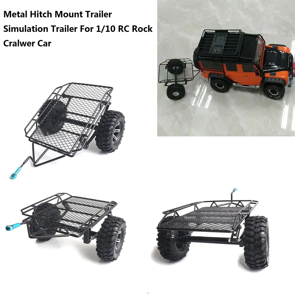 Metal Hitch Mount Trailer Simulation Trailer For 1/10 RC Rock Cralwer Car Axial SCX10 Traxxas