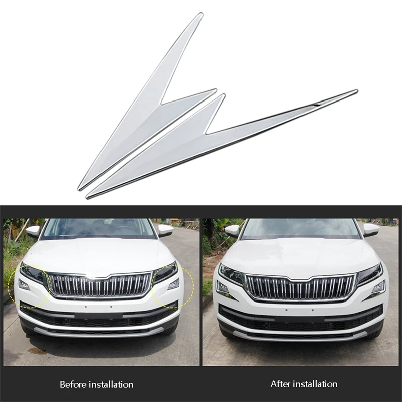Car Front Fog Lights Lamps Eyelid Eyebrow Strip Molding Frame Cover Trim for Skoda Kodiaq 2017-2020 | Автомобили и мотоциклы