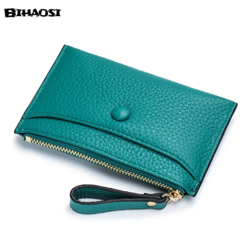 Leather Zero Wallet Small Purse Mini Coin Id Card Driver's License Leather Case Female Card Bag Coin Purse Change Purse On Sale