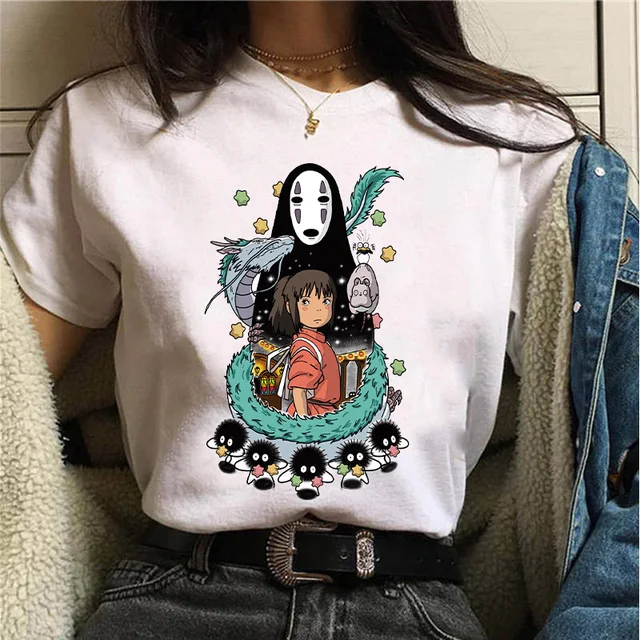 Totoro Studio Ghibli Harajuku Kawaii T Shirt Women Ullzang Miyazaki Hayao Tshirt Funny Cartoon T-shirt Cute Anime Top Tee Female 29854